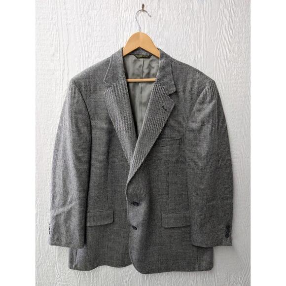 Barrister Black White Wool Tweed Blazer Sport Coat Heritage Classic Preppy - Picture 1 of 6